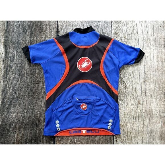 Castelli 1/4 Zip 4 Pocket Cycling Blue Red White Jersey Shirt Large - Picture 6 of 10